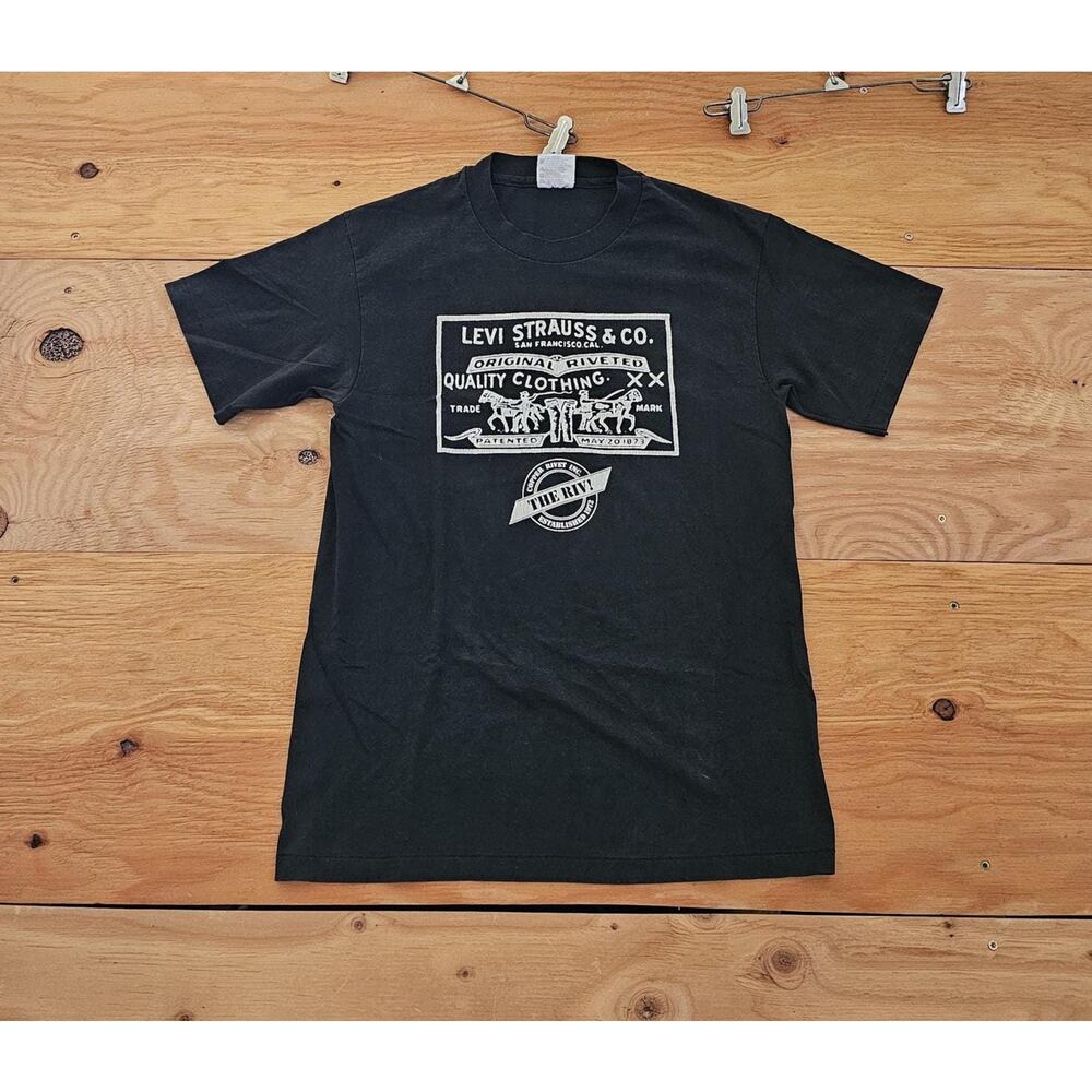 Levi's The Rivots T-shirt Black White Sz M 1990s
